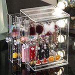 Sooyee Clear 3 Vertical Drawer Earring Display Stand Organizer(216 Holds 108 Pairs), Jewelry Hanger Storage Box - Retail: $20