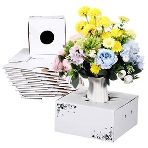 lot 3353 image: MotiMind 20 Pcs Cardboard Flower Delivery Boxes 8 x 8 x 4 Vase Cases Florist Delivery Boxes for Graduation Bouquet Arrangements Florist Package Transport
