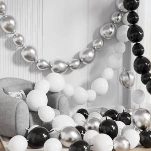 lot 4378 image: Adeyoo Black White and Silver Linking Balloons, 90 Pcs 6 and 10 Inch Quick Link Latex Balloons with Tail for Balloon Arch, Wall and Chain Decorations, Birthday, Wedding and Graduation Party Supplies