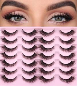 lot 4383 image: False Lashes Natural Look Faux Mink Eyelashes Wispy Fox Eye Lashes That Look Like Extensions 3D Mink Lashes Natural Strip Lashes Pack by Kiromiro 14 Pairs