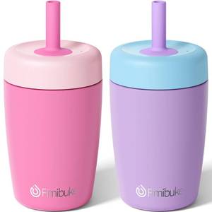lot 4389 image: Fimibuke Kids & Toddler Cups Spill Proof, 12 OZ Insulated Sippy Cups for Toddlers Boys Girls, BPA-Free Toddler Straw Tumbler, Stainless Steel Kids Water Bottle with Twist Lids & Silicone Straw, 2 Pack