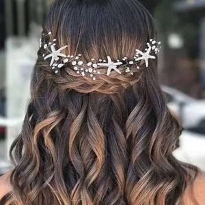 lot 4391 image: CASDRE Starfish Bride Wedding Hair Vine Pearl Bridal Headpiece Beach Wedding Hair Accessories for Women and Girls(A Silver)