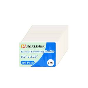 lot 4398 image: HORLIMER 100 Pack 2 x 3.5 Thermal Laminating Sheets, Clear Business Card Laminating Pouches 2.5 x 3.75 for Laminator, 5 Mil