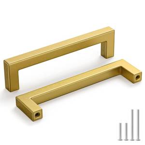 lot 4409 image: homdiy 10 Pack 5 Inch Gold Handles for Cabinets Kitchen Cabinet Handles Brushed Brass Cabinet Pulls Gold Hardware for Cabinets Stainless Steel Modern Hardware