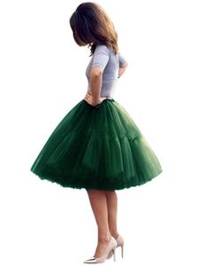 lot 4430 image: AiberLisha Short Tutu Tulle Skirt Elastic Waist for Festival Party Evening Dark Green S-M
