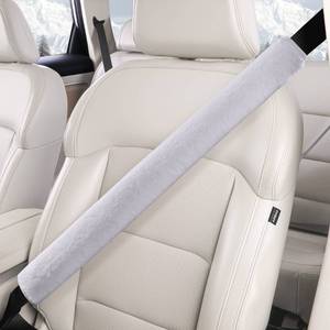 lot 6130 image: LACDL Extra Long Seatbelt Cover Super Soft Furry for Adults Kids Women & Men, Thick Plush Full Car Seat Belt Strap Cushion, Fluffy Shoulder Pad Protector, Auto Interior Accessories, 1pc, Grey, 19.5in