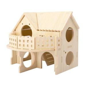 lot 6134 image: Hamster Forest Lookout Wood House Fun House Double-Decker Hut for Young Dwarf Gerbil Mouse Mice Rat Small Animals(Size Only for Small Hamster)