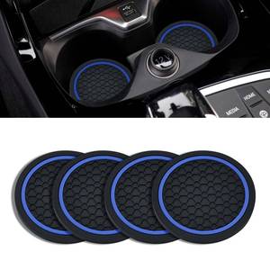 lot 6148 image: 4PCS Car Cup Holder Coasters, 2.75 Inch Non-Slip Insert Cup Holder Pad, Dustproof Automotive Interior Accessories Mat, Universal for Trucks, Vehicles, RVs and More (BlackBlue)