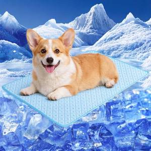 lot 6186 image: Dog Cooling Mat for Extra Large Dogs Q-Max0.5 Breathable Thin Cool Crate Pad with Chill Cold Fiber and Innovative Mesh Base Design, Portable Pet Kennel Cooling Pad Dog Bed Mat for Summer