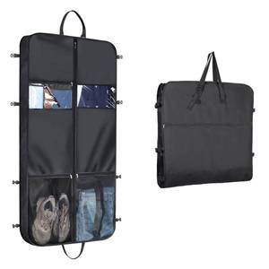 lot 6191 image: Syeeiex 50 Garment Bags for Travel,Suit Travel Bags for Men with Handles and 6 Pockets, Gusseted Thick Oxford Garment Cover for Hanging Clothes, Foldable Suit Cover Bag for Storage, Black