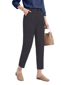 lot 6199 image: Houmous Womens Cotton Barrel Pants 26 28 Stretch Lounge Golf Travel Casual Slacks Belt Loops Pockets (26 Inseam, Heather Grey, XX-Large)