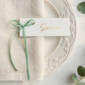 lot 6200 image: UNIQOOO 50-Pack Sage Green Bow Place Cards for Table Settings, Elegant Coquette Name Tags for Garden Weddings, Bridal Showers, & Rustic Receptions, 4x1.5-Inch Pre-Cut Tags