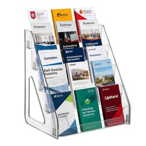 lot 11360 image: 5 Tier Brochure Holder 12x13 Inch Acrylic Literature Display Stand Holds 3 Brochures in One Row Clear Pamphlet Holder Display Stand for Flyers Booklets Table Signs Office Home Store, Pack of 1