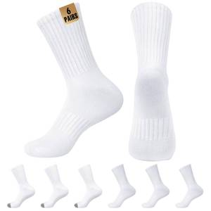lot 12123 image: MUQU Mens White Crew Socks - Sports Thin Athletic Breathable Running Long Socks 6 Pairs ( Size XL