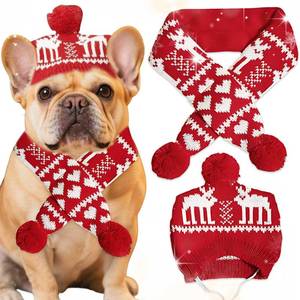lot 12134 image: JeVenis Christmas Antler for Dog Reindeer Xmas Pet Red Scarf Winter Neck Warmer Christmas Festive Party Dress-up for Pets Small (RED1) (Size L)