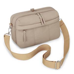 lot 12146 image: VONAL Puffer Crossbody Bags for Women Travel Small Purses Lightweight Nylon Quilted Puffy Bag Handbags with Multiple Pockets (Light khaki)