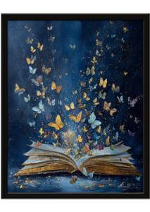 lot 12168 image: Wall Art Prints Colorful Butterfly Emerging From Book Poster Canvas Art Wall Decor Picture For Bedroom Dorm Library Reading Room Bathroom Wall Decor Aesthetic Home Artwork 8 � 10 With Framed