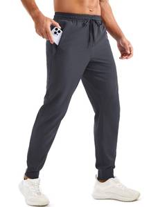 lot 12182 image: TACVASEN Mens Joggers with Zipper Pockets Lightweight Sweatpants Workout Athletic Training Pants for Men Gym Running Golf Track Grey, Size 40