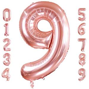 lot 12202 image: 40 Inch Large Rose Gold Number 9 Balloon Extra Big Size Jumbo Mylar Foil Helium Balloons for Birthday Party Celebration Decorations Graduations Wedding Anniversary Baby Shower Supplies Engagement