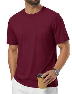 lot 12211 image: TACVASEN Mens Summer Casual Pocket T-Shirts Cooling Cotton Crew Neck Shirt Moisture Wicking Short Sleeve Shirts for Men Wine Red (Small)
