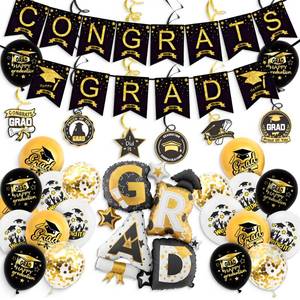 lot 12216 image: Graduation Balloons Graduation Party Decorations Class of 2026 with CONGRATS GRAD Banner for College High School Graduation Party Supplies (B)
