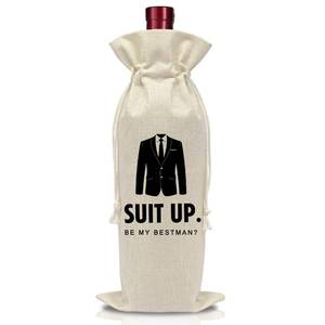 lot 12232 image: AWSICE Wedding Wine Bottle Bag - Best Man Proposal Gifts - Wedding Engagement Gift Bag for Groom - Reusable Wine Bags with Drawstring - Bridal Planning Shower Decorations-A13