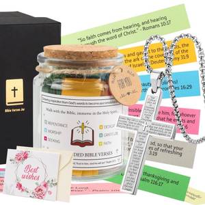 lot 12245 image: Bible Verses Jar, Christian Gifts for Women, Mom, Daughter, Grandma - Cross Necklace with 92 Color Coded Read Me When Scriptures  Birthday Mothers Day Gift