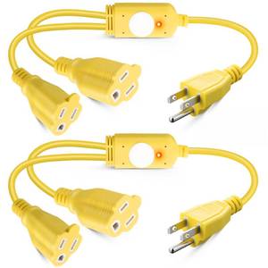 lot 14016 image: Feekoon 1 Pack 1 to 2 Heat Cable Controller, 120V Thermostat Plug Extension Cord Outdoor, Turns on Below 32°F, Off Above 50°F for Coop Heaters Deicers Water Pipe Heating Tapes, Energy Saving(Yellow)