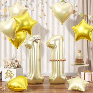 lot 14023 image: Champagne Gold 50th Balloons, Number 50 Light Gold Balloons Set, Gold Foil Star Heart Balloon With Long Balloon For 50th Birthday Party Graduation Anniversary 5th Baby Shower Decorations Twin Pack
