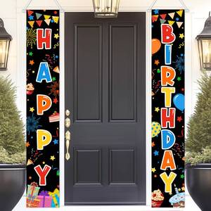 lot 14030 image: Avezano Happy Birthday Banner Colorful Party Decorations Birthday Door Banner for Kids Boys Girls Birthday Door Decorations Indoor Outdoor (Black)