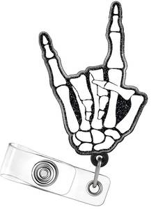 lot 14039 image: Badge Reel Holder Retractable with ID Clip for Nurse Nursing Name Tag Card Cute Funny Radiology X-ray Tech Nursing Student Teacher Doctor Medical Assistant Work Office Alligator Clip(Rock Hand)
