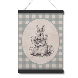 lot 14043 image: Easter Vintage Wall Art Poster Hanger Frame, Easter Decor Canvas Poster Hanging, Rustic Farmhouse Rabbit Canvas Artwork Prints, Bunny Wall Art For Home Decoration For Living Room, Bedroom, Office, M