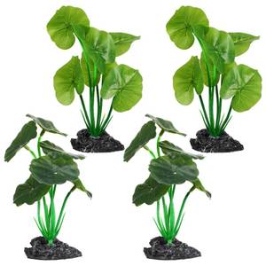 lot 14072 image: Ovveroche 4 Pack Fish Tank Decorations, Realistic Silk Betta Fish Plant Aquarium Decorations with Simulated Stone Base, Soft Leaf Hammock for Goldfish, Reptile Terrarium