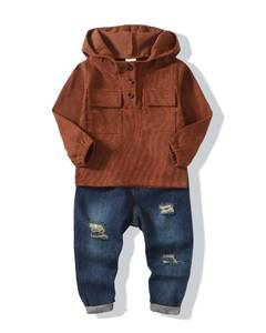 lot 14472 image: Renotemy Infant Baby Boy Outfits Hoodie Sweatsuit Toddler Boy Clothes Denim Corduroy Sweatshirt Fall Winter 12-18 Months Boy Clothes