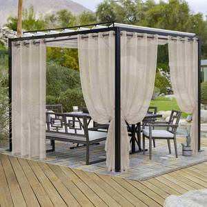 lot 18099 image: LORDTEX Burlap Linen Look Outdoor Curtains for Patio - 2 Panels Waterproof Sheer Curtains for Pergola, Porch, Cabana and Gazebo Grommet IndoorOutdoor Voile Sheer Drapes (52 x 84 inch, Linen)