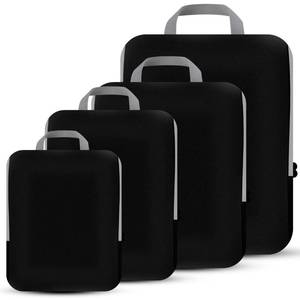 lot 18104 image: PANDA JOYS 4 Set Compression Packing Cubes Travel - Travel Accessories Expandable Packing Organizers for Carry On - Essentials Luggage Bags - Black