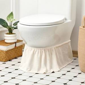 lot 18107 image: Oudain Toilet Base Wrap Stretchable Non Slip Around Toilet Protector Decorative Hygienic Caulk Cover White Cotton Washable Bathroom Decor for Catching Drips Condensation Dribbles Dust