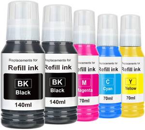 lot 18109 image: PROSWIFT Replacement for Epson 502 Ink Refill Bottles Remanufactured for Ink for EcoTank ET-3850 ET-2850 ET-4850 ET-15000 ET-3760 Printer (5 Bottles, 2BK,CMY)