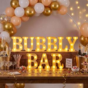 lot 18111 image: Honoson 9 Pcs Bubbly Bar Decoration Lights Champagne Brunch Mimosa Bar Drinks Party Table Wall Decor for Bachelorette Bridal Shower Brunch Party Decorations
