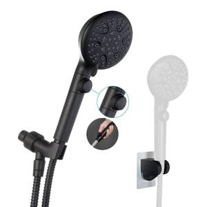 lot 18126 image: GwernKB Handheld Shower Head with On Off Switch,8-mode High Pressure Shower Wand with Long Hose and Bracket Extra Adhesive Holder for Lower Mount,Built-in Power Wash to Clean Tub,Tile & Pets,Black��