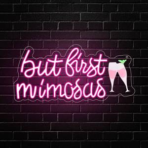 lot 18128 image: RuCvixkt But First Mimosas Bar Neon Sign for Wall Decoration, USB Powered Champagne Cocktail Neon Light for Bridal Shower Bachelorette Party Engagement Wedding Graduation Fiesta Bubbly Bar Birthday