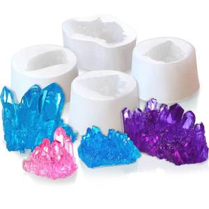 lot 18184 image: Geiserailie 4 Pcs Crystal Cluster Resin Molds Silicone Molds for Resin Quartz Epoxy Mold DIY Casting Crystal Mould for Tray Crafts, Jewellery, Cake Decoration, Polymer Clay, Soap, Candle