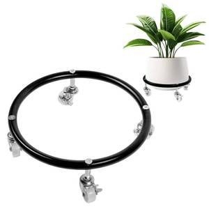 lot 18193 image: REDPOPO Plant Caddy with Wheels, Heavy Duty Stainless Steel Rolling Planter Stand fit 11-12IN Pot, Flower Pot Mover, Planter Caddies Round for IndoorOutdoor Large Flower Pots