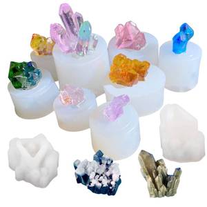 lot 18208 image: Allazone Crystal Resin Molds, 10 PCS Crystal Cluster Silicone Molds Quartz Rock Resin Mould for Resin Casting, Craft Keychain Necklace, Home Decoration