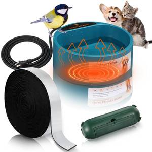 lot 19110 image: Heated Water Bowl for Dog and Cat Outdoor Heated Bird Bath 74.4oz with Extension Cord Cover and Insulation Tape Wrap Pet Water Bowl Winter for Dog, Cat, Birds, Chickens(Green)