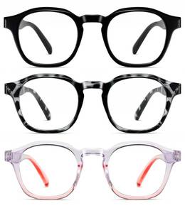 lot 20002 image: Hubeye 3 Packs Reading Glasses for Women Blue Light Blocking Reader, Anti UV Readers for Women Computer Eyeglasses��BlackZebraPurple��3.5��