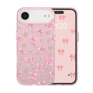 lot 20019 image: MUWBKPI for iPhone Air Case Cute Ribbon Bow Floral Aesthetic Pattern Case for Women Girls, Girly Trendy Glossy Slim Shockproof Protective Bumper Cover, Pink Flower BowsPink