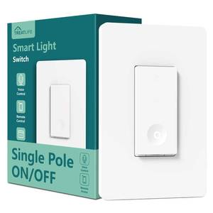 lot 20386 image: TREATLIFE Smart Light Switch, 2.4GHz WiFi Light Switch, Neutral Wire Required, Works with Alexa, Google Home and SmartThings, Single-Pole, Remote Control, FCC Listed, 1 Pack