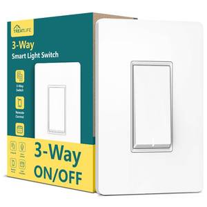 lot 20390 image: TREATLIFE 3-Way Smart Light Switch, 2.4GHz WiFi Smart Switch Compatible with Alexa, Google Home & SmartThings, Remote Control, Scheduling, Neutral Wire Required, 1 Pack