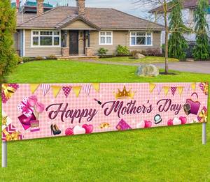 lot 20418 image: Happy Mothers Day Fence Banner Decoration Mothers Day Party Supplies Yard Sign Outdoor Decor Front Door Lawn Porch Garage (Banner)